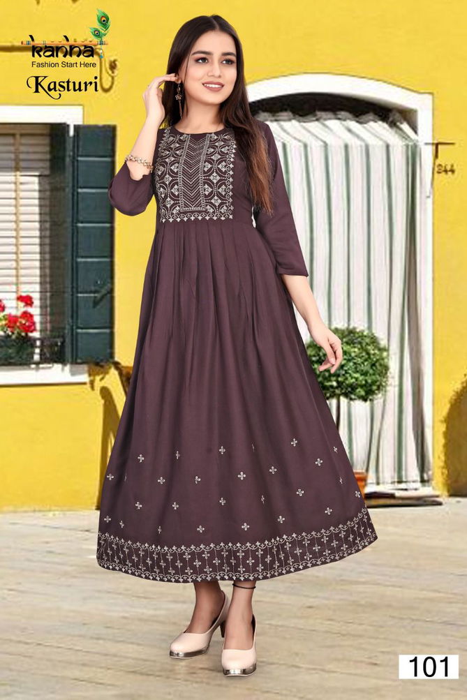 Kanha Kasturi Designer Feavy Festive Wear Rayon Latest Long Kurti Collection